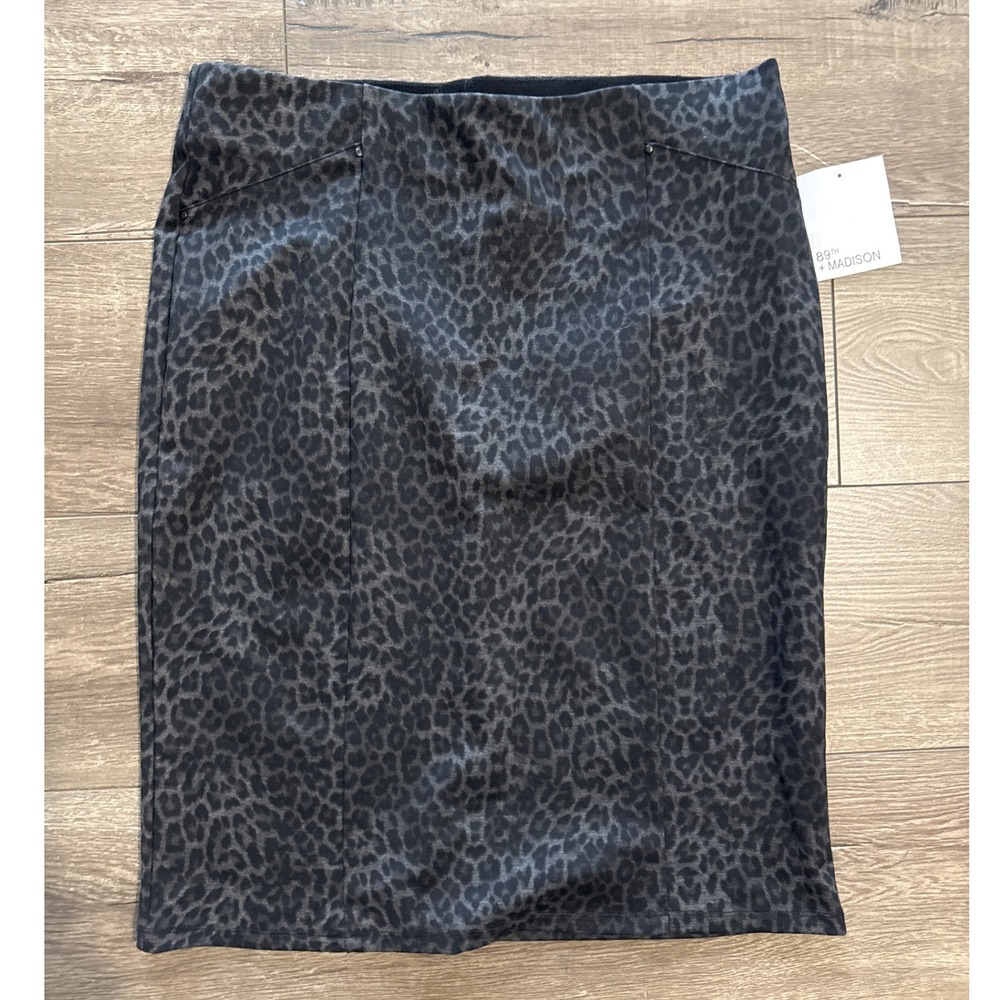 89th & Madison Womens Leopard Print Stretch‎ Pencil Skirt - Size L NWT